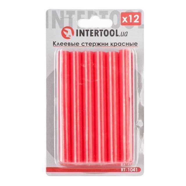 Комплект клейових стрижнів червоних, 11,2×100 мм, 12 шт. INTERTOOL RT-1041