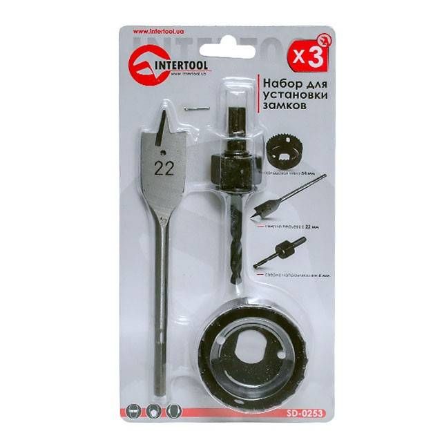 Набір для установки замків, 3 од. INTERTOOL SD-0253