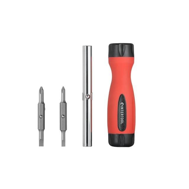 Викрутка 4 в 1 з двосторонніми насадками, Cr-V INTERTOOL VT-1008