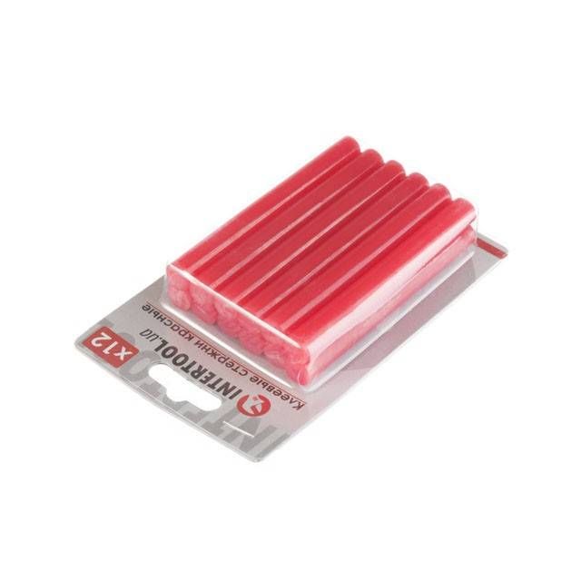 Комплект клейових стрижнів червоних, 11,2×100 мм, 12 шт. INTERTOOL RT-1041