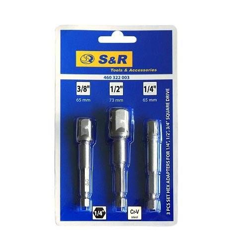 Набір перехідників до торцевих головок S & R 3 шт.