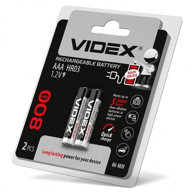 Акум. VIDEX HR03 / AAA R03, 600mAh блістер / 2шт.