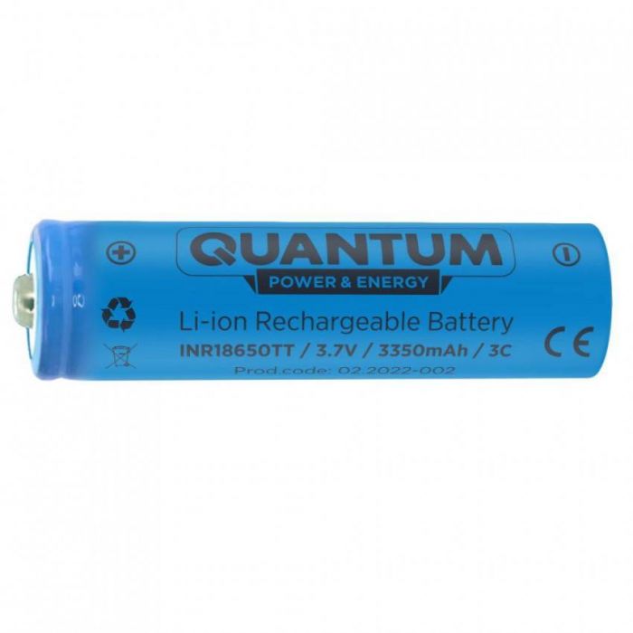 Акумулятор літій-іонний Quantum Li-ion NCM18650, 3350mAh, 3С, з клемним виступом, 1шт/уп