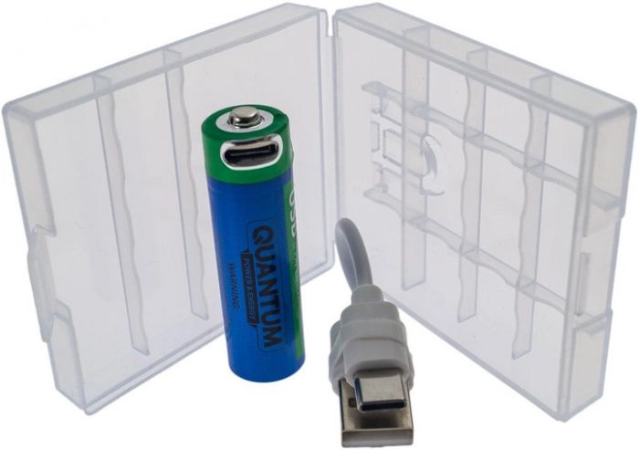 Акумулятор літій-іонний Quantum USB Li-ion AA 1.5 В, 1950 мА·год + Type-C кабель (0746020704633)