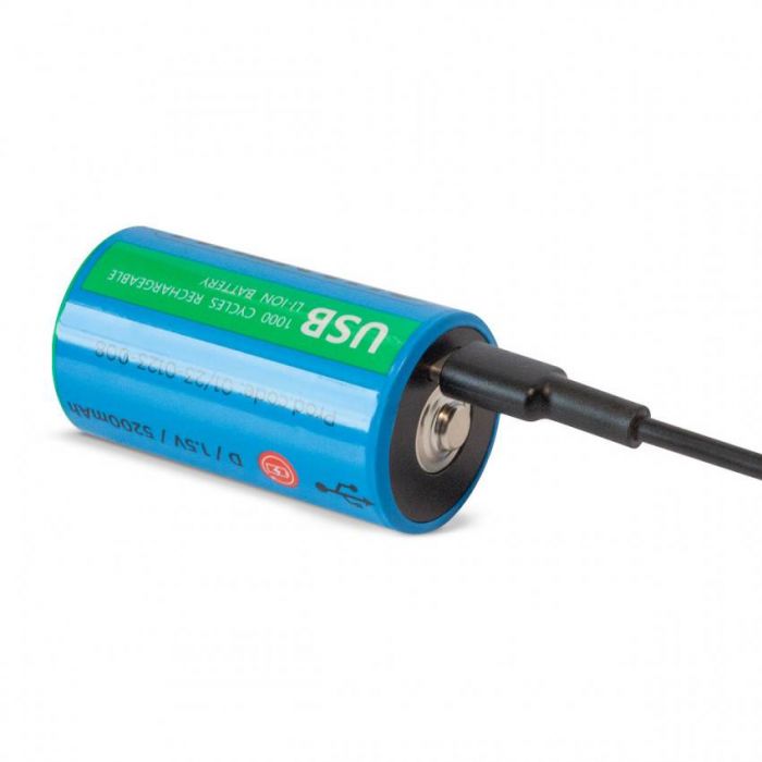 Акумулятор літій-іонний Quantum USB Li-ion D 1.5V, 5200mAh plastic case, 2шт/уп