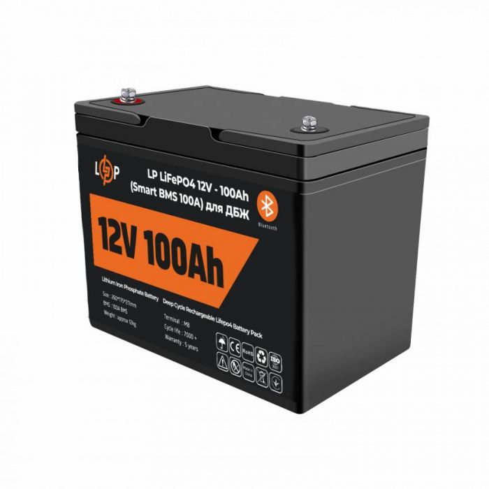 Акумулятор LP LiFePO4 12V - 100 Ah (Smart BMS 100А) з BT пластик для ДБЖ