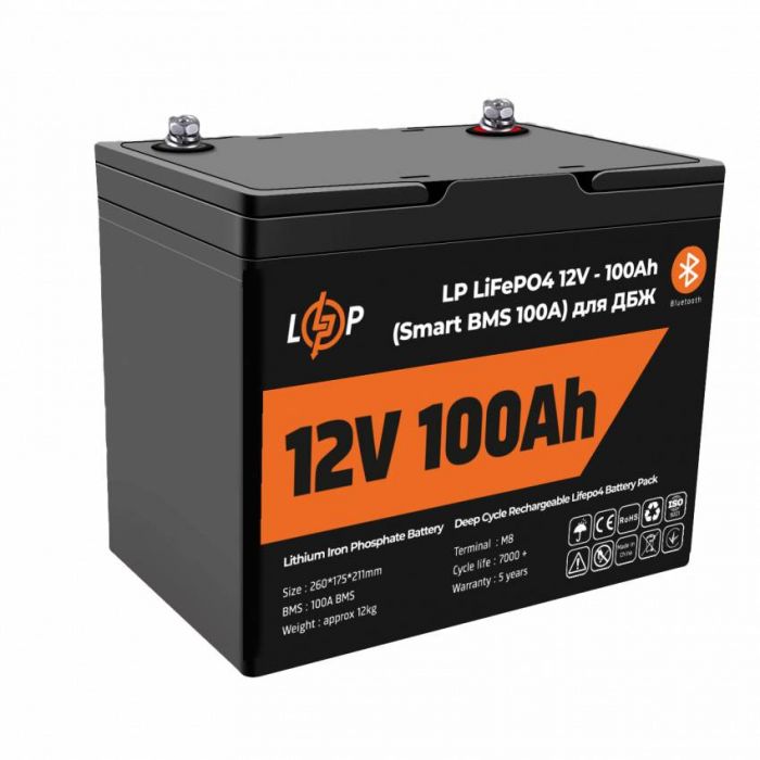 Акумулятор LP LiFePO4 12V - 100 Ah (Smart BMS 100А) з BT пластик для ДБЖ