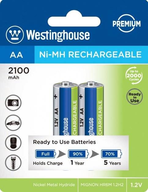 Акумулятор Westinghouse Ni-Mh 2100  АА/R6 2шт/уп blister.