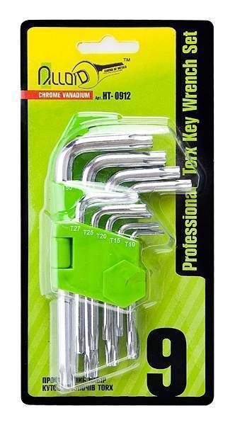 Alloid. Набір вигнутих ключів TORX. 9 пр. T10 - T50. (НТ-0912)