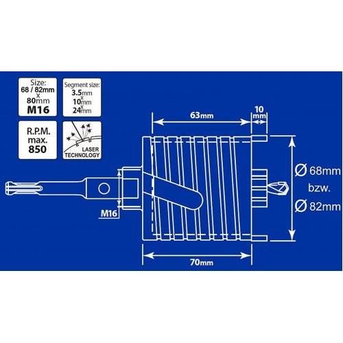 Алмазна коронка S&R D72 мм по бетону