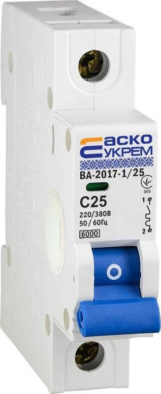 Автоматичний вимикач УкрЕМ ВА-2017/С 1р 25А АСКО