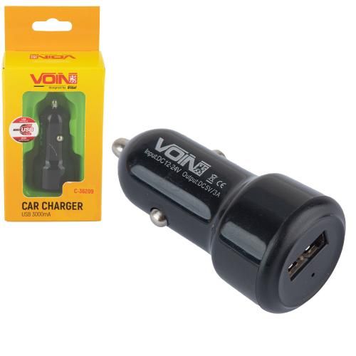 Автомобільний зарядний пристрій VOIN C-36209, 1USB (12/24V - 5V 3,0A) (C-36209)