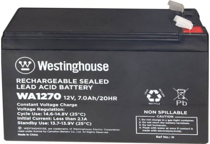 Батарея акумуляторна свинцево-кислотна  Westinghouse 12V, 7Ah, terminal F2, 1шт