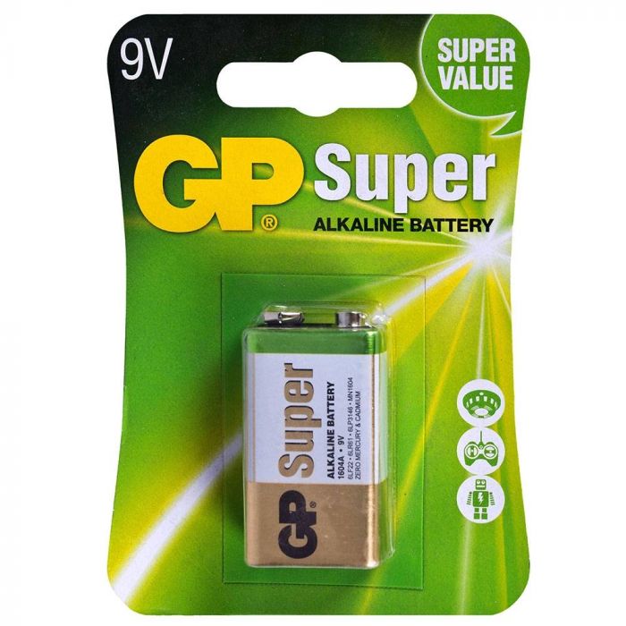 Батарейка GP SUPER ALKALINE 9V 1604AEB-5UE1 лужна, 6LF22