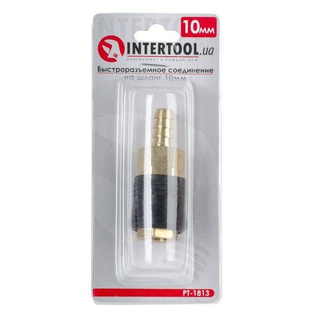 Швидкороз'ємне з'єднання на шланг 10мм, латунь INTERTOOL PT-1813