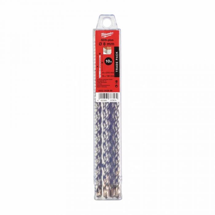 Бур SDS-PLUS MILWAUKEE, Trade Ø8x210x150mm, (10шт)