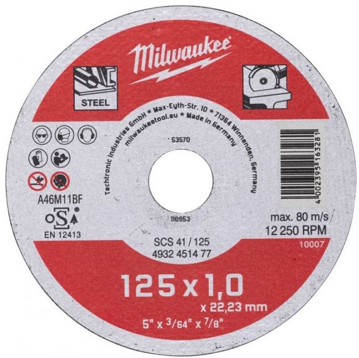 Диск відрізний MILWAUKEE, SCS 41/125х1, Ø125мм