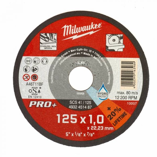 Диск відрізний MILWAUKEE, SCS 41/125х1 PRO, Ø125мм Диск відрізний MILWAUKEE, SCS 41/125х1 PRO, Ø125мм
