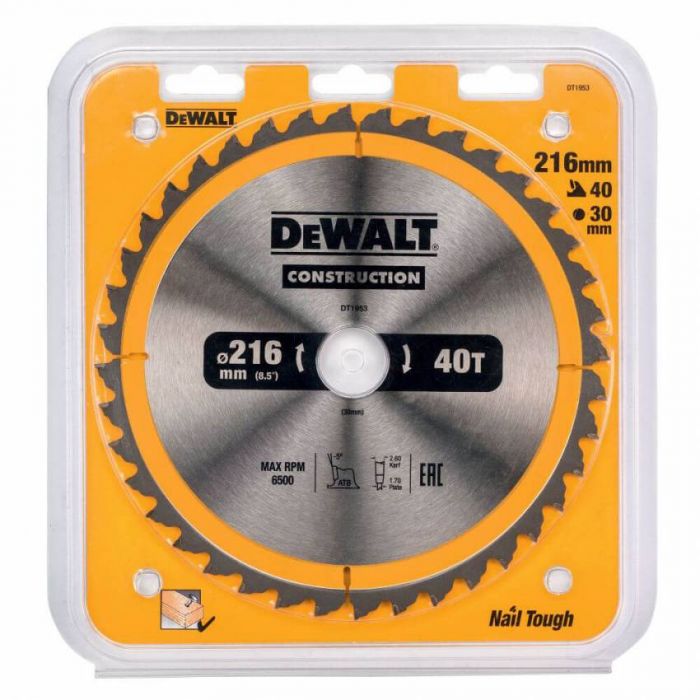 Диск пильний DeWALT DT1953, 216х30 мм, 40z