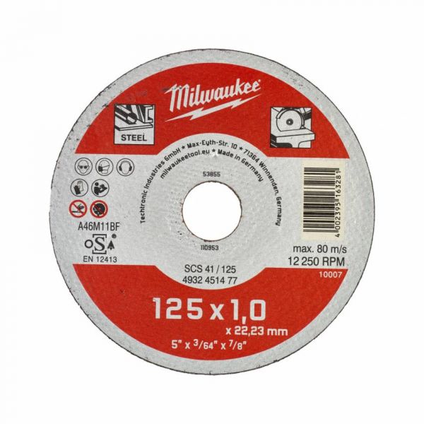 Диск відрізний MILWAUKEE, SCS 41/125х1, Ø125мм Диск відрізний MILWAUKEE, SCS 41/125х1, Ø125мм