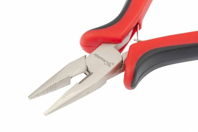 Довгогубці Mini, 130 мм, нікельовані, прямі, авторозжим, двокомпонентні рукоятки, MTX