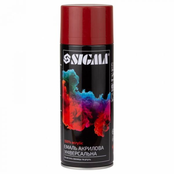 Емаль аерозольна акрилова 400мл RAL 3001 сигнальний червоний глянець SIGMA (2736931) Емаль аерозольна акрилова 400мл RAL 3001 сигнальний червоний глянець SIGMA (2736931)