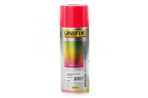 Емаль акрилова флуоресцентна RAL 3024 Червоний 400мл UNIFIX