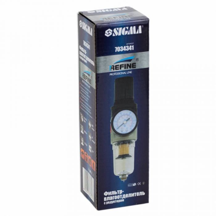 Фільтр вологовідділювач з редуктором та манометром 600л/хв 1/4" Sigma Refine (7034341)