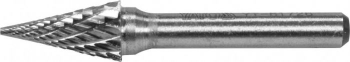 Фреза конусна загострена з карбіду вольфраму YATO, Ø= 10 мм, l= 58/10 мм, зі шпинделем Ø= 6 мм