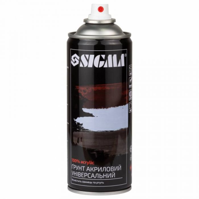 Ґрунт аерозольний акриловий 400мл RAL 9010 білий SIGMA (2737511)