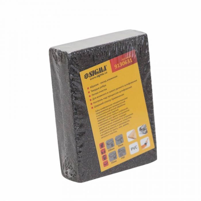 Губка шліфувальна чотиристороння 100х70х25мм P40 Sigma (9130631)