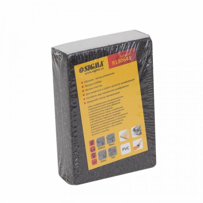 Губка шліфувальна чотиристороння 100х70х25мм P60 Sigma (9130641)