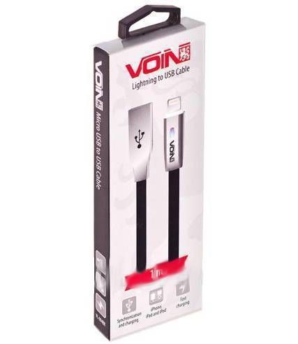 Кабель VOIN VC-005BK USB-Lightning 1m black с индикатором
