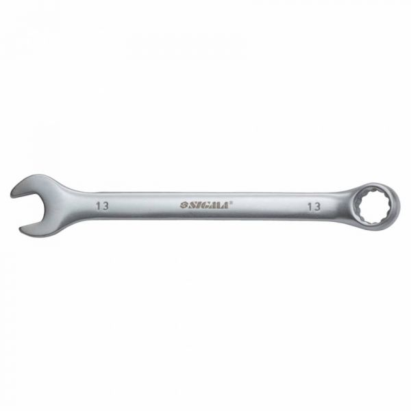 Ключ ріжково-накидний 13мм CrV satine з підвісом Sigma (6021581)