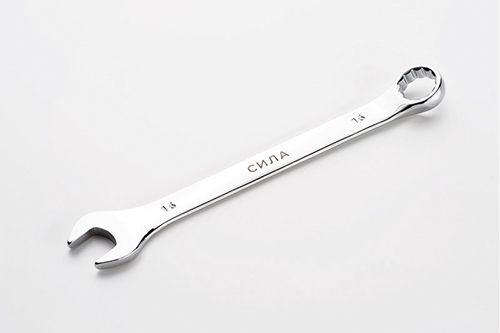 Ключ рожково-накидний полірований CrV 16мм СИЛА