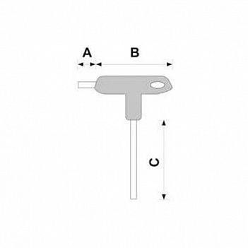 Ключ шестигранний VOREL : тип "Т", HEX 3 x 100 x 72 мм, Cr-V 6150