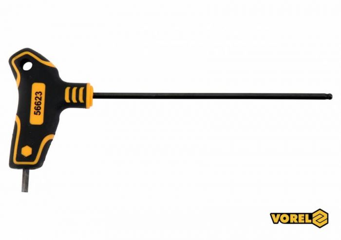 Ключ шестигранний з кульковим наконечником VOREL: тип "T", HEX 4x150x89 мм, Cr-V 6150