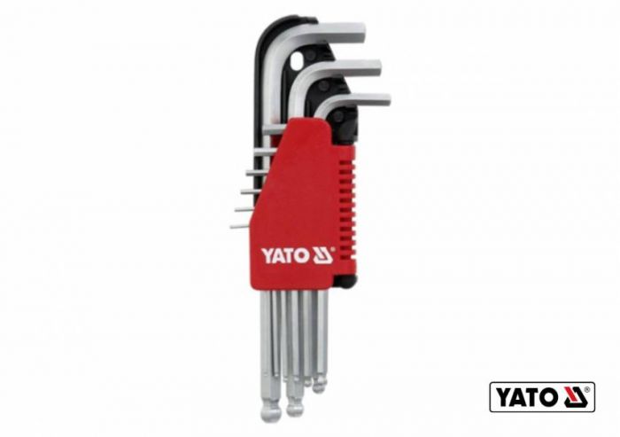 Ключі 6-гранні Г-подібні із кульовим наконечником YATO: Cr-V, М 1.5-10 мм, 9 шт [6/36]