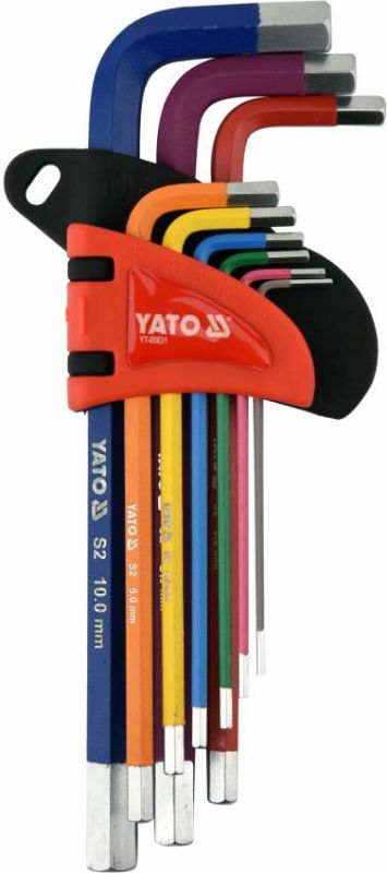 Ключі шестигранні YATO: М1.5-10 мм, Г-подібні, 2-сторонні, HRC 58-62, S2