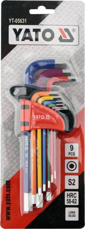 Ключі шестигранні YATO: М1.5-10 мм, Г-подібні, 2-сторонні, HRC 58-62, S2