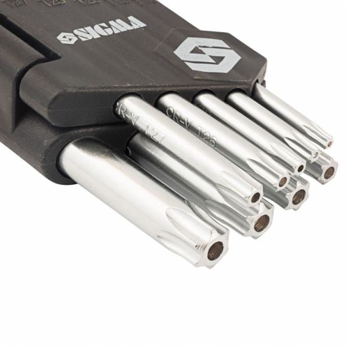 Ключі TORX 9шт T10-T50 CrV (короткі з отвором) Sigma (4022211)