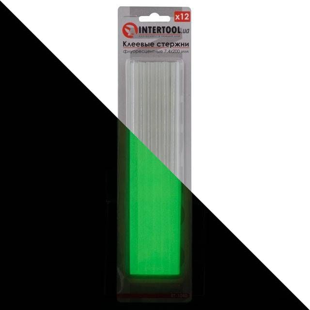 Комплект клейових стрижнів флуоресцентних, 7,4×200 мм, 12 шт. INTERTOOL RT-1040