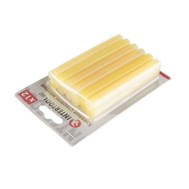 Комплект клейових стрижнів жовтих, 11,2×100 мм, 12 шт. INTERTOOL RT-1049