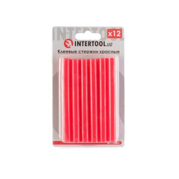 Комплект клейових стрижнів червоних, 11,2×100 мм, 12 шт. INTERTOOL RT-1041