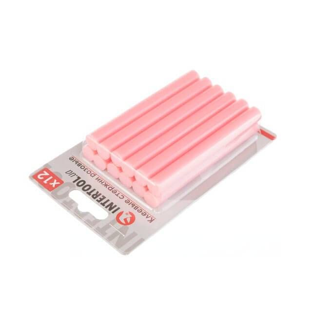 Комплект клейових стрижнів рожевих, 11,2×100 мм, 12 шт. INTERTOOL RT-1045