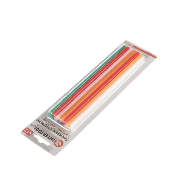 Комплект клейових стрижнів кольорових, 7,4×200 мм, 12 шт. INTERTOOL RT-1032