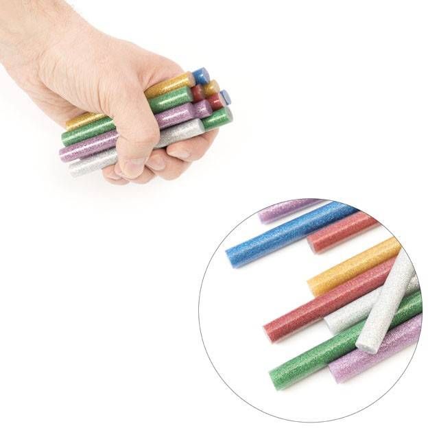 Комплект клейових стрижнів кольорових перламутрових, 11,2×100 мм, 12 шт. INTERTOOL RT-1029