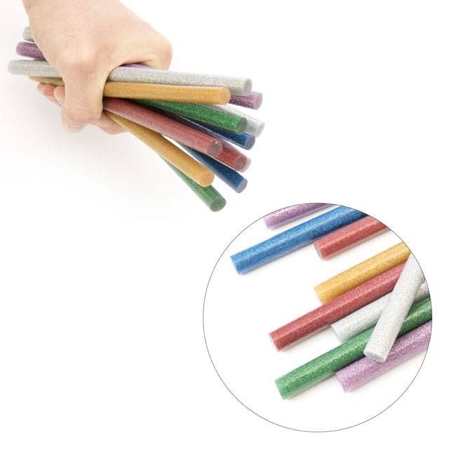 Комплект клейових стрижнів кольорових перламутрових, 11,2мм× 200 мм, 12 шт. INTERTOOL RT-1035