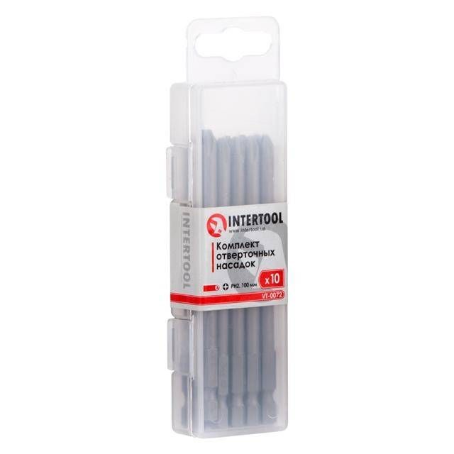Комплект насадок до викруток PH2, 1/4", 100 мм, уп. 10 шт., STORM INTERTOOL VT-0072