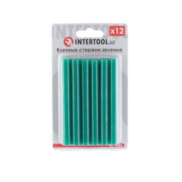 Комплект клейових стрижнів зелених, 11,2×100 мм, 12 шт. INTERTOOL RT-1056